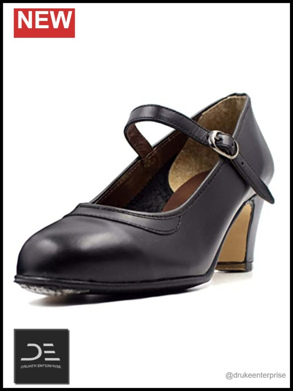 Leather Flamenco Shoes with Nails, 5cm Heel, Beginner Dance Shoes